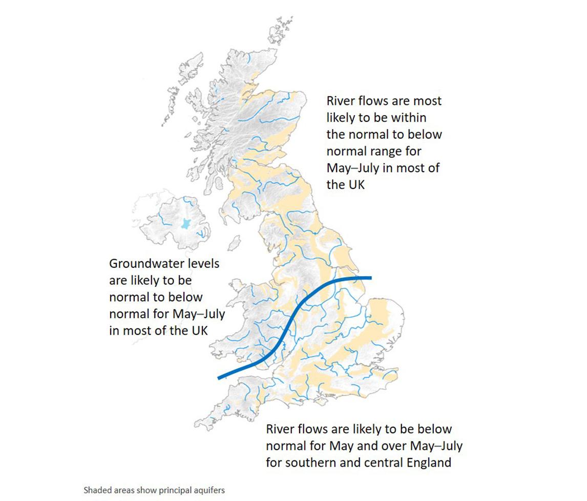 Map showing the hydrological outlook for May 2022