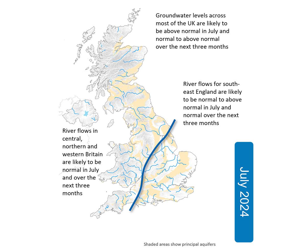 Map of the Hydrological Outlook for July 2024