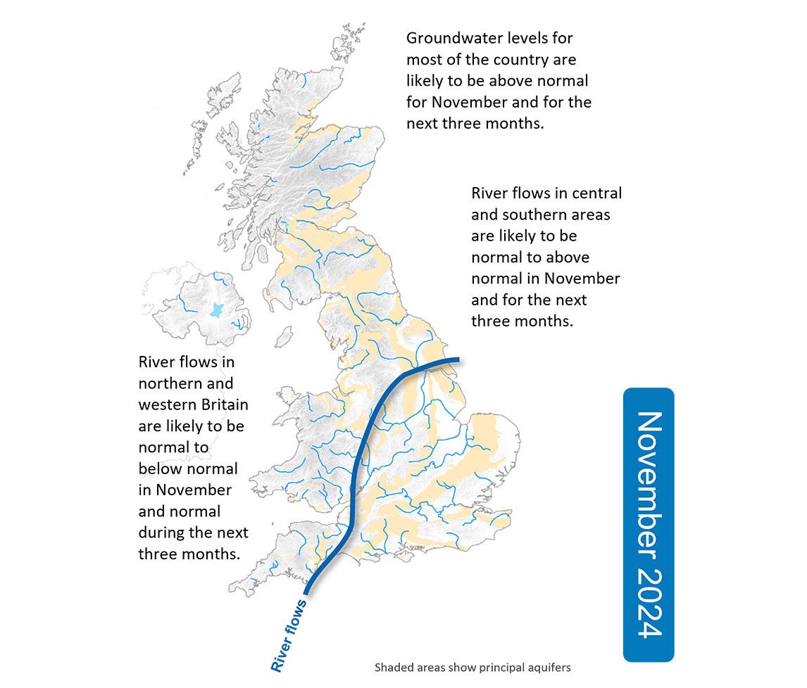 Map of the Hydrological Outlook for November 2024