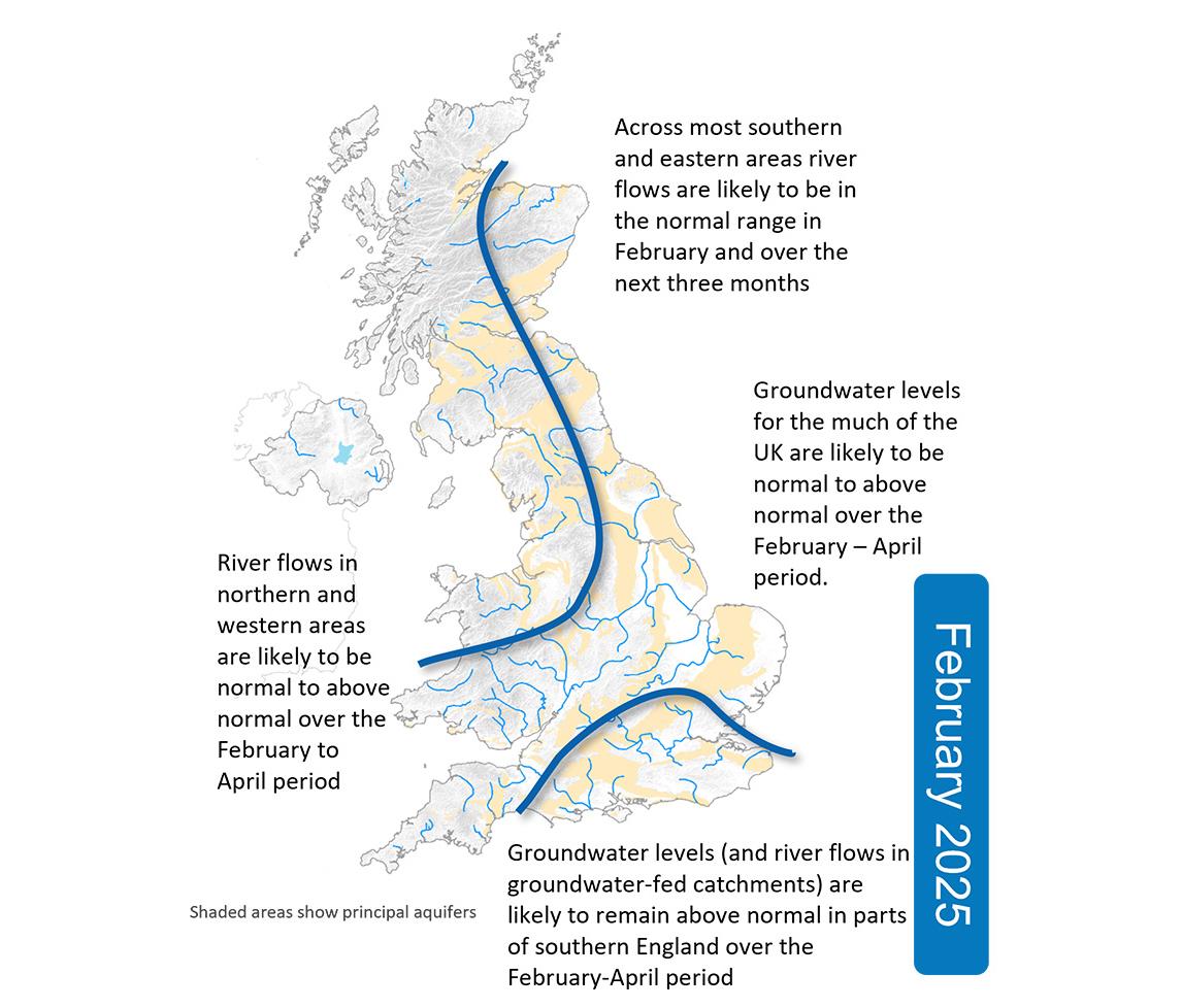 Summary map for February 2025 Hydrological Outlook