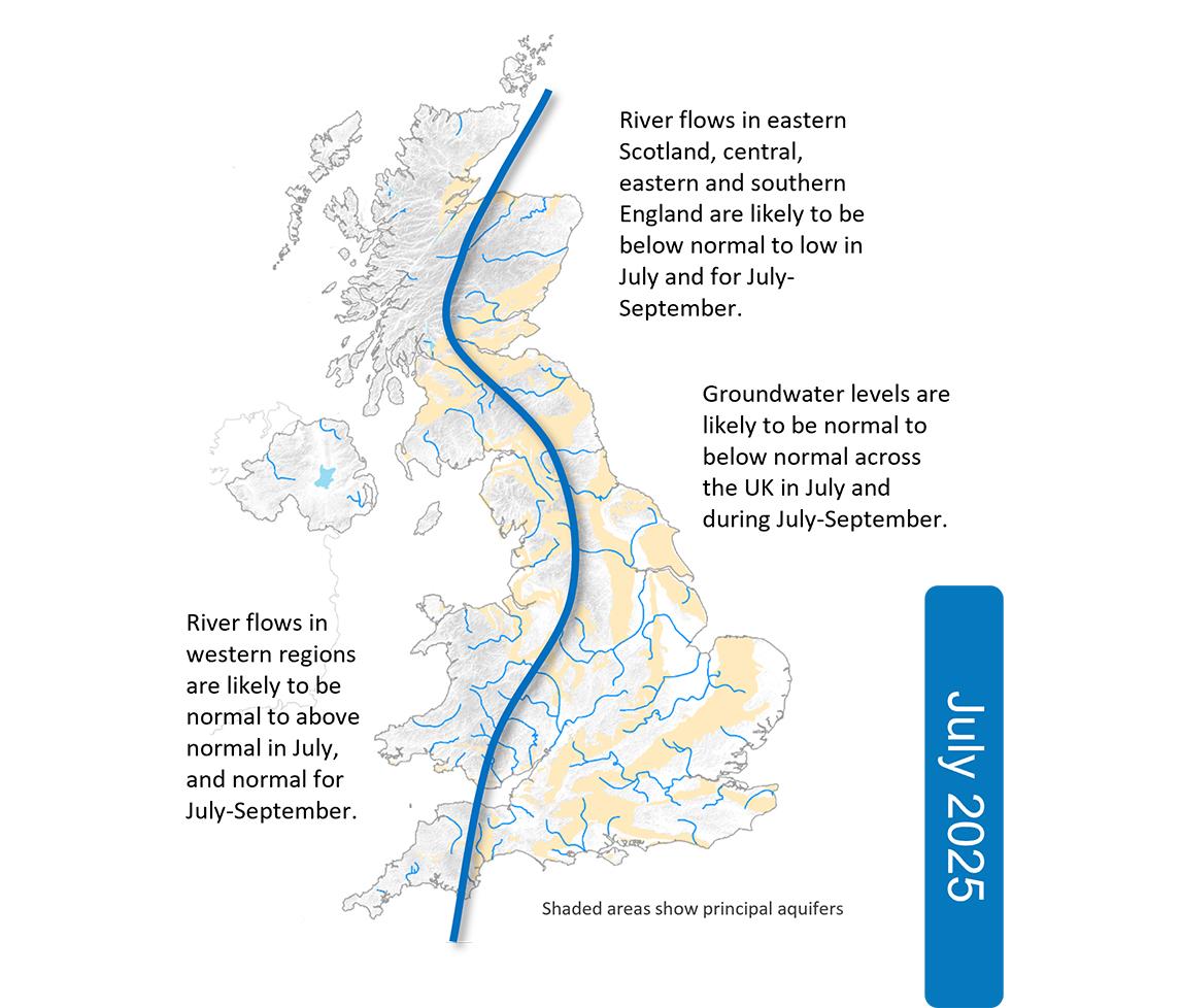 Map of the Hydrological Outlook for July 2025