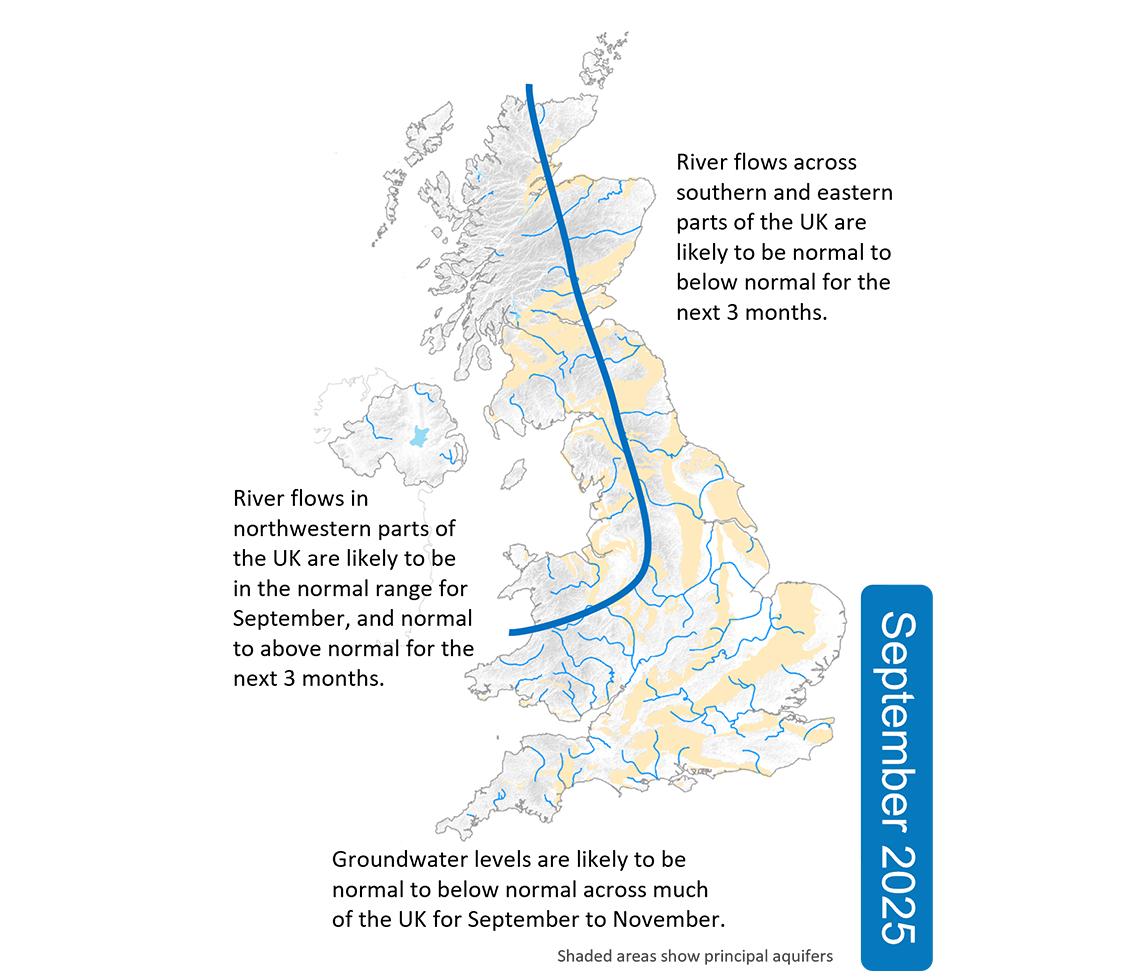 Map of the Hydrological Outlook for September 2025