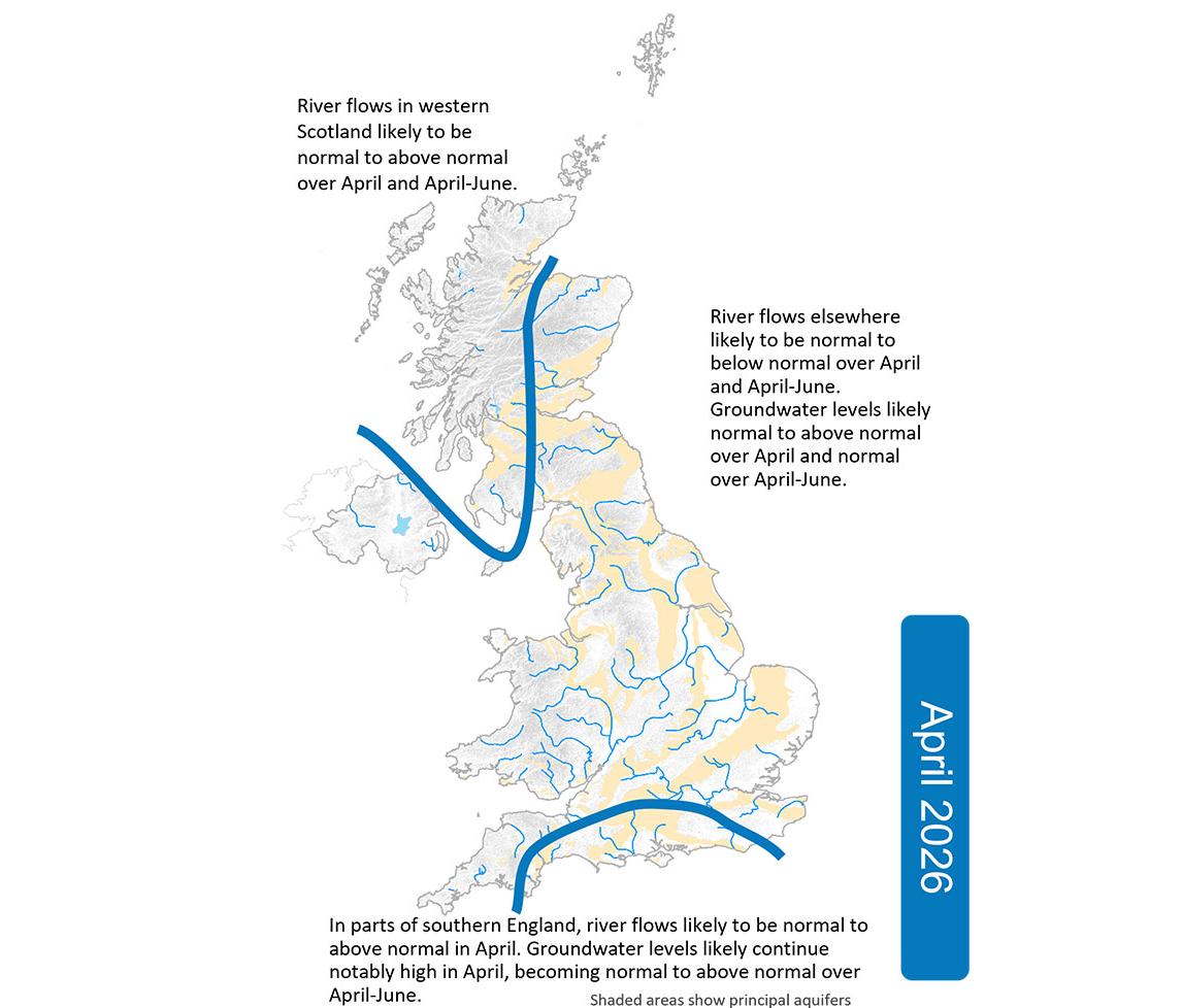 Map of the Hydrological Outlook for April 2026