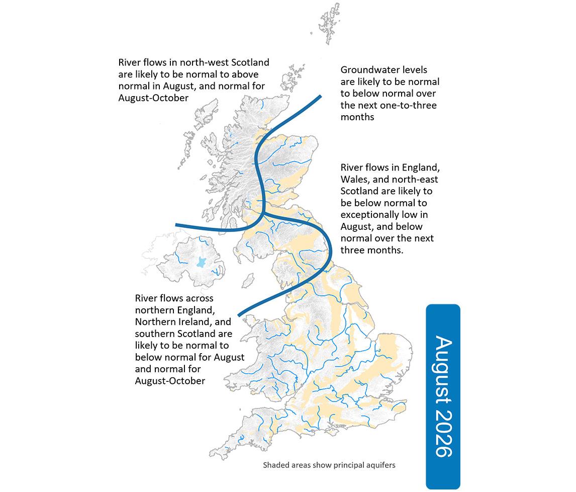 Map of the Hydrological Outlook for August 2026